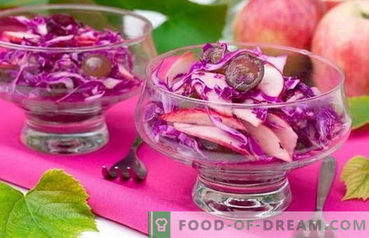 Salad of red cabbage - a selection of the best recipes. Cooking delicious salads with red cabbage.