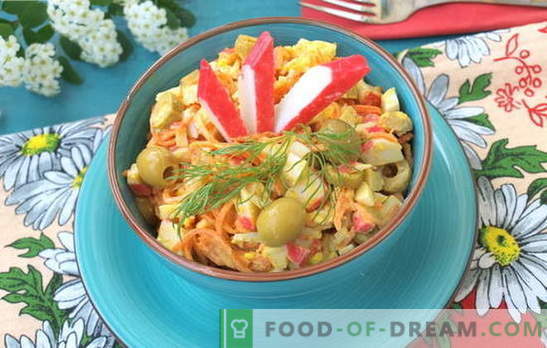 Juicy salads with crab sticks and Korean carrots. Recipes for salads with crab sticks and Korean carrots
