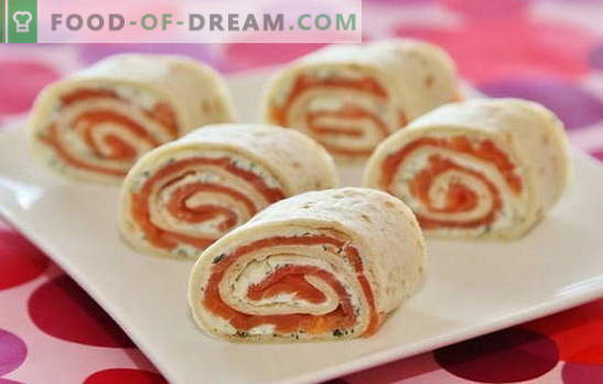 Lavash roll with salmon is an ideal dish for holidays and weekdays. Recipes and subtleties of creating a tasty roll of pita with salmon