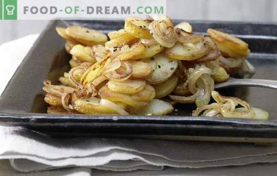 Fried potatoes with onions - timeless! Recipes of fried potatoes with onions, mushrooms, meat, liver, bacon