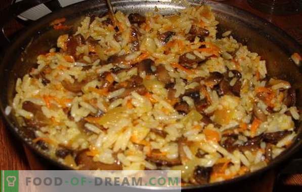 Vegetarian pilaf with mushrooms - a recipe for lean vegetable pilaf