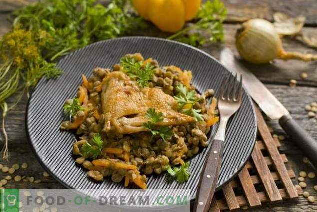 Lentils with chicken and vegetables