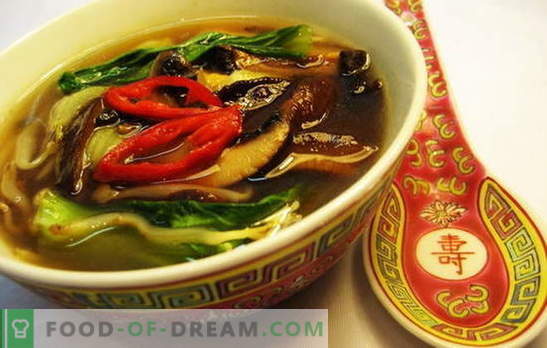 Chinese soup - on the way to Eastern wisdom. Recipes of Chinese soups with noodles, rice, seafood, tomatoes, funchoza and fish