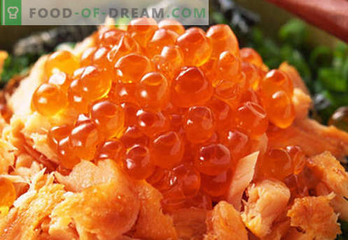 Salad with salmon and caviar - the right recipes. Quickly and tasty cooking salad with salmon and caviar.