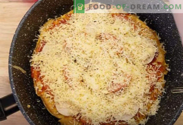 Pizza in a pan for 10 minutes, step-by-step recipe, with kefir, on bread, with ham, with mayonnaise