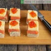 Canapes with salmon for a festive buffet table