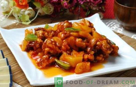 Meat in sweet and sour sauce in Chinese is a legend! Meat recipes in Chinese sweet and sour sauce with pineapples, vegetables, teriyaki
