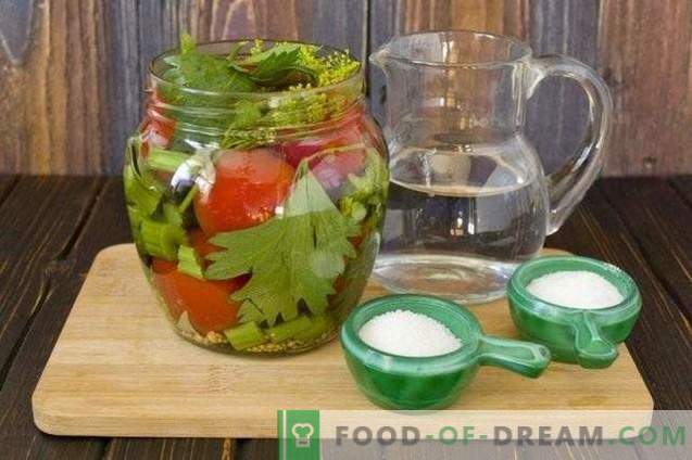 Pickled tomatoes with celery and mustard