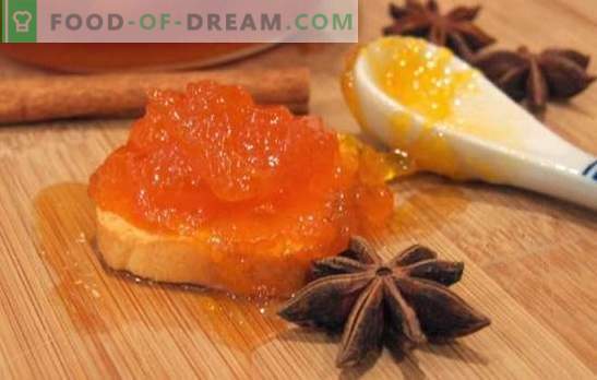 Pumpkin jam - the most orange blank! Recipes of different pumpkin jam with citrus fruits, zucchini, dried apricots, apples