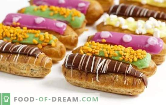 Step-by-step recipes of eclairs, technology. One recipe for choux pastry for snacks and desserts in step-by-step recipes of eclairs