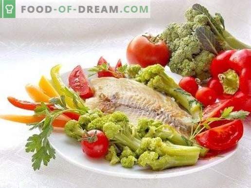 Fried sea bass fillet with vegetables