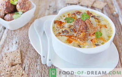 Супа с кюфтета - задоволяващо удоволствие! Различни рецепти за супа с кюфтета и боб, юфка, гъби, зеленчуци
