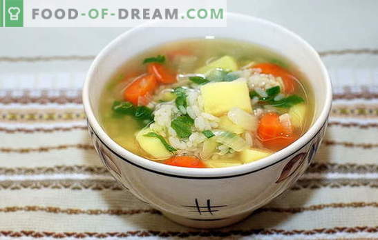 Soup with rice and potatoes: quick, tasty and healthy. Cooking soup with rice and potatoes is a simple and quick process