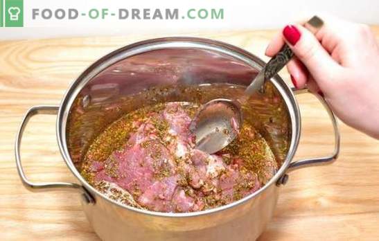Quick marinade for pork with mineral water, wine, lemon. Quick marinade recipes for pork on charcoal, grill or in the oven
