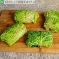 Vegetarian steamed cabbage rolls from savoy cabbage