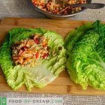 Vegetarian steamed cabbage rolls from savoy cabbage